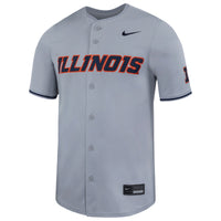 Illinois Fighting Illini Baseball Jersey, Gray Limited Sportswear Jersey Shirt, Lightweight Breathable Athletic Jersey, Casual Gift for Men
