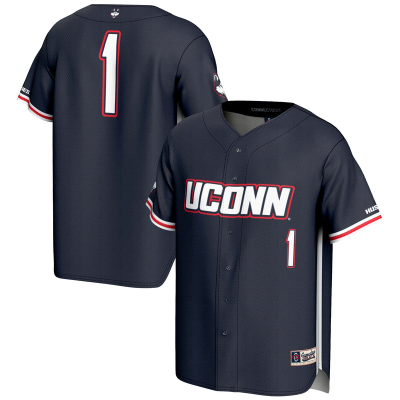 UConn Huskies Baseball Jersey, Navy Lightweight Sportswear Jersey Shirt, Lightweight Breathable Athletic Jersey, Casual Gift for Men