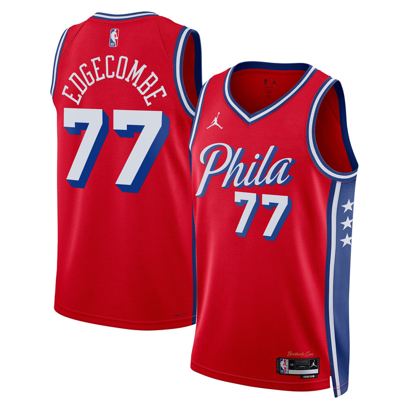 VJ Edgecombe Philadelphia 76ers Basketball Jersey, Red Swingman Sportswear Jersey Shirt, Sleeveless Athletic Tank Jersey, Casual Gift for Men