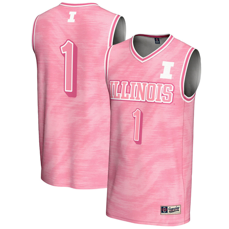 Illinois Fighting Illini Basketball Jersey, Pink Lightweight Sportswear Jersey Shirt, Sleeveless Athletic Tank Jersey, Casual Gift for Men