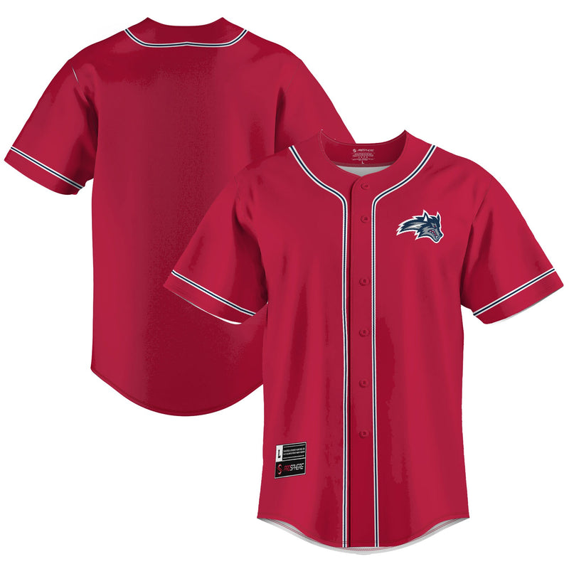 Stony Brook Seawolves Baseball Jersey, Red Lightweight Sportswear Jersey Shirt, Lightweight Breathable Athletic Jersey, Casual Gift for Men