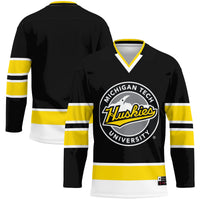 Michigan Tech Huskies Hockey Jersey, Gold Sportswear Jersey Shirt, Long Sleeve Hockey Sweater Jersey, Casual Gift for Men