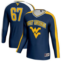 West Virginia Mountaineers Volleyball Jersey, Navy Fashion Sportswear Jersey Shirt, Lightweight Breathable Athletic Jersey, Casual Gift for Men