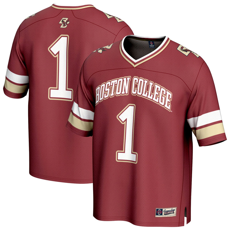 Boston Football Jersey, Maroon Fashion Lightweight Sportswear Jersey Shirt, Lightweight Breathable Athletic Jersey, Casual Gift for Men