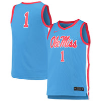 Ole Miss Rebels Basketball Jersey, Light Blue Replica Sportswear Jersey Shirt, Sleeveless Athletic Tank Jersey, Casual Gift for Men