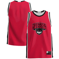 Western Oregon Wolves Basketball Jersey, Red Lightweight Sportswear Jersey Shirt, Sleeveless Athletic Tank Jersey, Casual Gift for Men