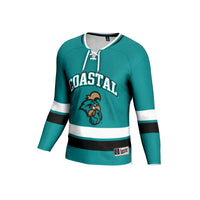 Coastal Carolina Chanticleers Hockey Jersey, Teal Sportswear Jersey Shirt, Long Sleeve Hockey Sweater Jersey, Casual Gift for Men