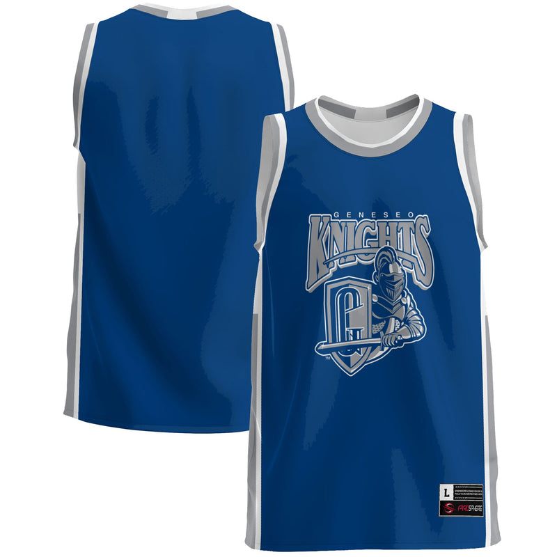 SUNY Geneseo Knights Basketball Jersey, Blue Lightweight Sportswear Jersey Shirt, Sleeveless Athletic Tank Jersey, Casual Gift for Men