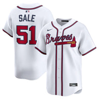 Chris Sale Atlanta Braves Baseball Jersey, White Limited Sportswear Jersey Shirt, Lightweight Breathable Athletic Jersey, Casual Gift for Men