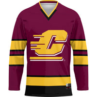 Central Michigan Chippewas Hockey Jersey, Maroon Sportswear Jersey Shirt, Long Sleeve Hockey Sweater Jersey, Casual Gift for Men