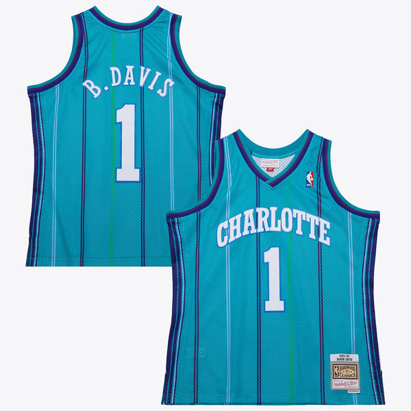 Charlotte Hornets Baron Davis 1999 Swingman Road Authentic Jersey - Teal