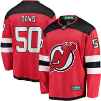 Nico Daws New Jersey Devils Hockey Jersey, Red Breakaway Home Sportswear Jersey Shirt, Long Sleeve Hockey Sweater Jersey, Casual Gift for Men