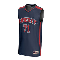 Liberty Flames Basketball Jersey, Navy Fashion Lightweight Sportswear Jersey Shirt, Sleeveless Athletic Tank Jersey, Casual Gift for Men