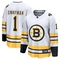 Jeremy Swayman Boston Bruins Hockey Jersey, White Breakaway Away Sportswear Jersey Shirt, Long Sleeve Hockey Sweater Jersey, Casual Gift for Men