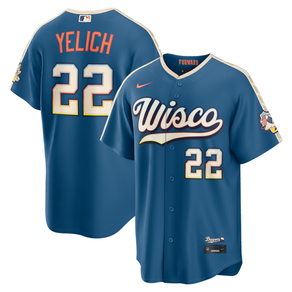 Milwaukee Brewers Christian Yelich Mineral Blue 2026 City Connect Stadium Jersey