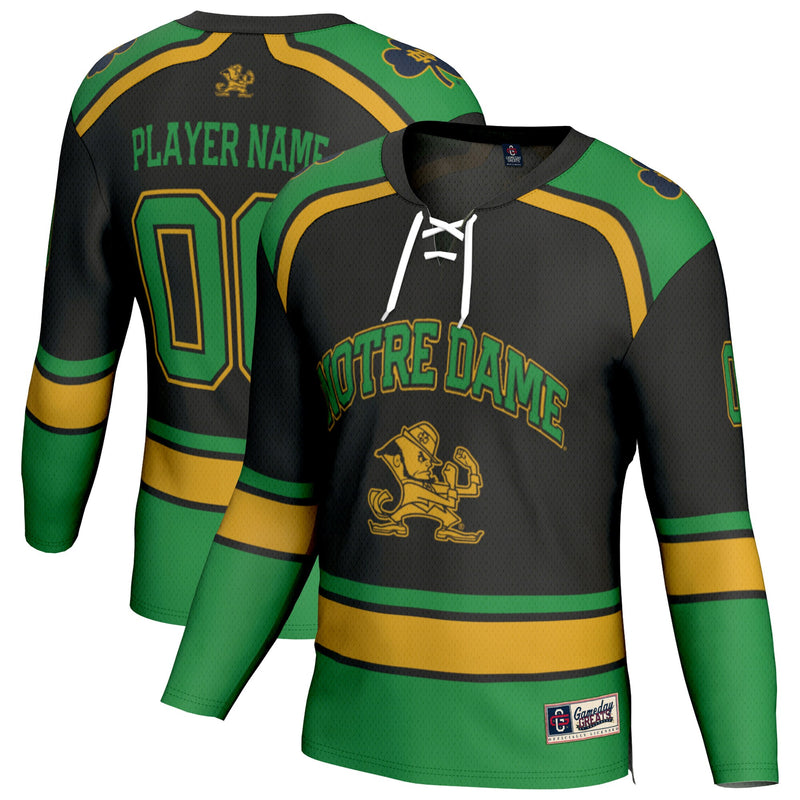 Notre Dame Fighting Irish Hockey Jersey, Black Fashion Sportswear Jersey Shirt, Long Sleeve Hockey Sweater Jersey, Casual Gift for Men
