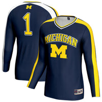 Michigan Wolverines Volleyball Jersey, Navy Fashion Sportswear Jersey Shirt, Lightweight Breathable Athletic Jersey, Casual Gift for Men