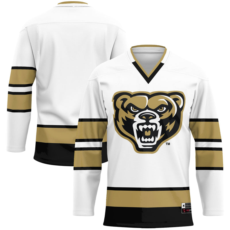 Oakland Golden Grizzlies Hockey Jersey, White Sportswear Jersey Shirt, Long Sleeve Hockey Sweater Jersey, Casual Gift for Men