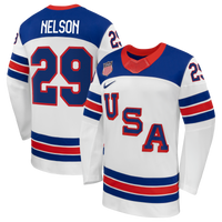 Brock Nelson US Hockey Jersey, White Replica Away Sportswear Jersey Shirt, Long Sleeve Hockey Sweater Jersey, Casual Gift for Men