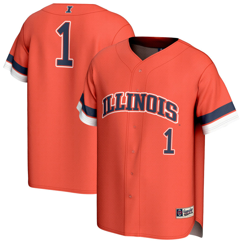 Illinois Fighting Illini Baseball Jersey, Orange Fashion Sportswear Jersey Shirt, Lightweight Breathable Athletic Jersey, Casual Gift for Men