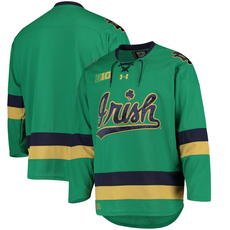 Notre Dame Fighting Irish Hockey Jersey, Green Replica Sportswear Jersey Shirt, Long Sleeve Hockey Sweater Jersey, Casual Gift for Men
