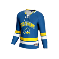 Delaware Fightin' Blue Hens Hockey Jersey, Royal Fashion Sportswear Jersey Shirt, Long Sleeve Hockey Sweater Jersey, Casual Gift for Men