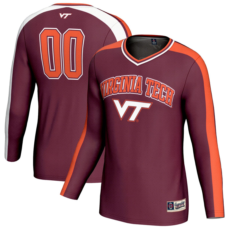 Virginia Tech Hokies Volleyball Jersey, Maroon Fashion Sportswear Jersey Shirt, Lightweight Breathable Athletic Jersey, Casual Gift for Men