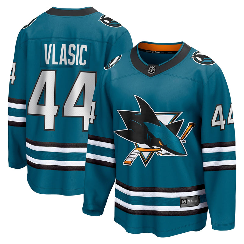 Marc-Edouard Vlasic San Jose Sharks Hockey Jersey, Teal Sportswear Jersey Shirt, Long Sleeve Hockey Sweater Jersey, Casual Gift for Men