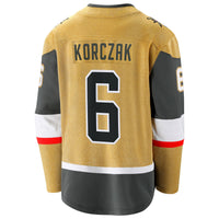Kaedan Korczak Vegas Golden Knights Hockey Jersey, Gold Sportswear Jersey Shirt, Long Sleeve Hockey Sweater Jersey, Casual Gift for Men