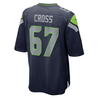 Charles Cross Seattle Seahawks Football Jersey, Navy Game Sportswear Jersey Shirt, Lightweight Breathable Athletic Jersey, Casual Gift for Men