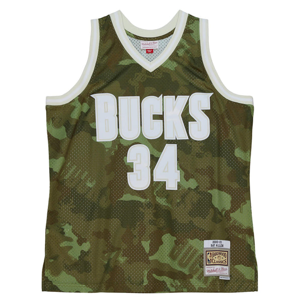 Milwaukee Bucks NBA Ray Allen 2000 Ghost Green Camo Swingman Jersey