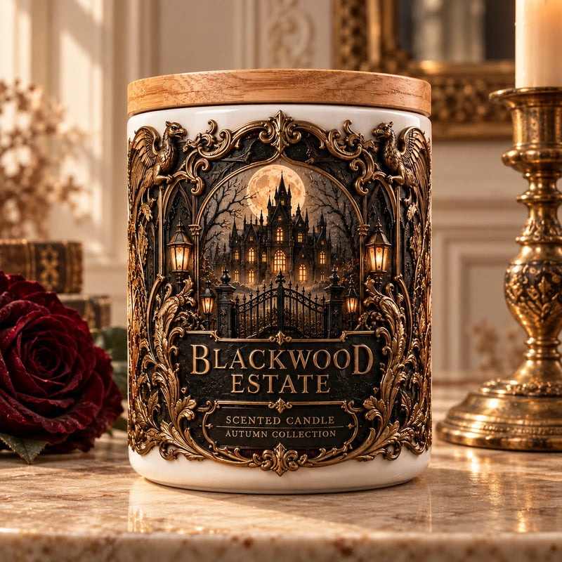 Blackwood Estate - Moonlit Gothic Manor in Relief and Gold