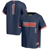 Illinois Fighting Illini Lightweight Baseball Jersey, Navy Sportswear Jersey Shirt, Lightweight Breathable Athletic Jersey, Casual Gift for Men