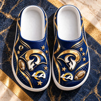 LAR Blue and Gold - Ram Horn Clog Sandals with Attitude