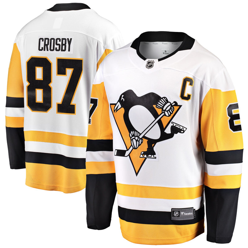 Sidney Crosby Pittsburgh Penguins Hockey Jersey, White Breakaway Sportswear Jersey Shirt, Long Sleeve Hockey Sweater Jersey, Casual Gift for Men
