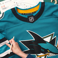 San Jose Sharks Hockey Jersey, Teal Authentic Sportswear Jersey Shirt, Long Sleeve Hockey Sweater Jersey, Casual Gift for Men, Style 201897982