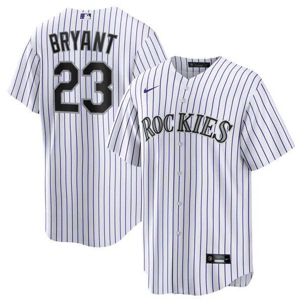 Colorado Rockies Kris Bryant White/Purple Replica Player Jersey