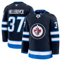 Connor Hellebuyck Winnipeg Jets Hockey Jersey, Navy Premium Home Sportswear Jersey Shirt, Long Sleeve Hockey Sweater Jersey, Casual Gift for Men
