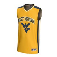 West Virginia Mountaineers Spirit Basketball Jersey, Gold Sportswear Jersey Shirt, Sleeveless Athletic Tank Jersey, Casual Gift for Men