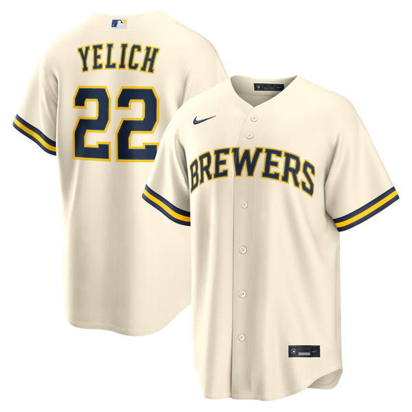 Milwaukee Brewers Christian Yelich Cream Home Replica Jersey