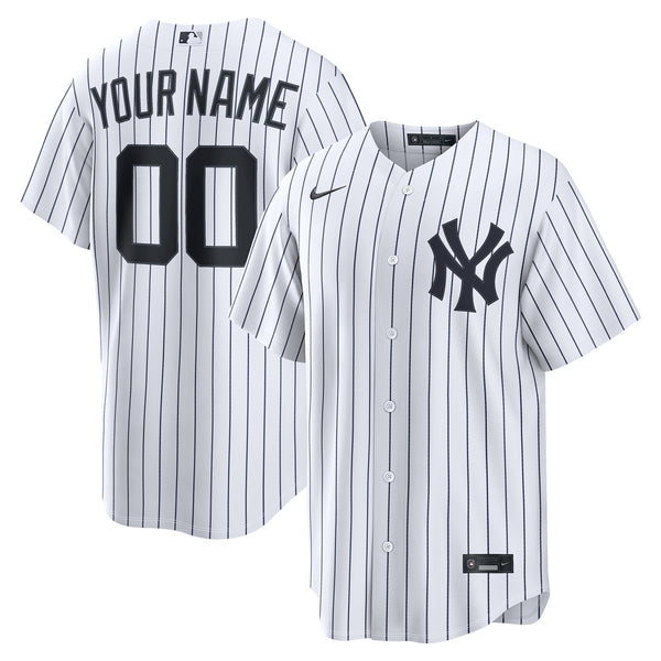 New York Yankees White Home Replica Custom Jersey