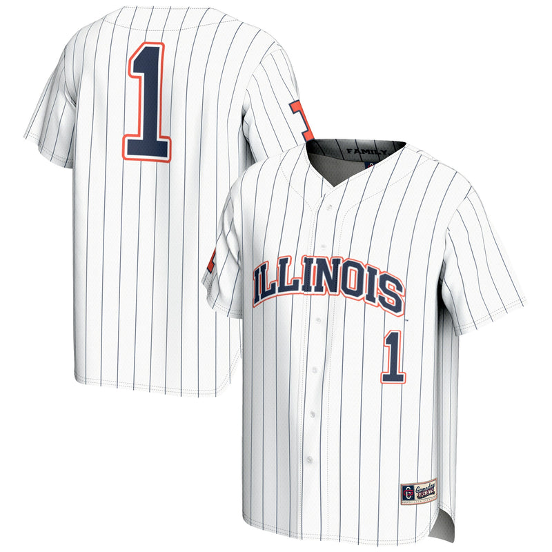 Illinois Fighting Illini Lightweight Baseball Jersey, White Sportswear Jersey Shirt, Lightweight Breathable Athletic Jersey, Casual Gift for Men