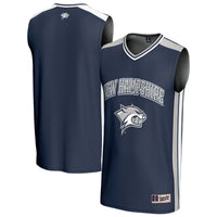 New Hampshire Wildcats Basketball Jersey, Navy Sportswear Jersey Shirt, Sleeveless Athletic Tank Jersey, Casual Gift for Men