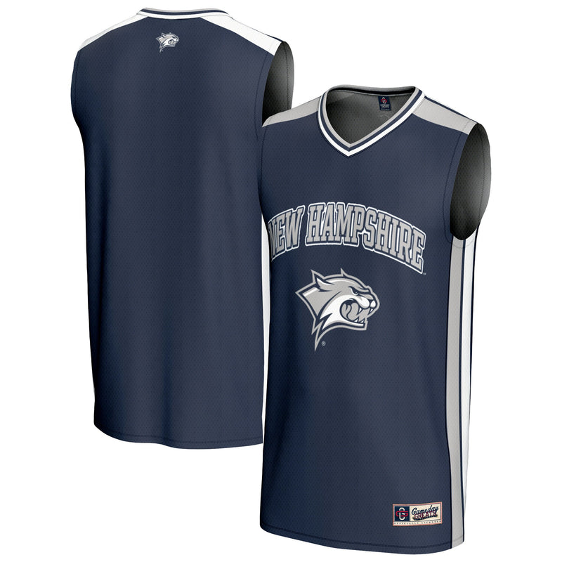 New Hampshire Wildcats Basketball Jersey, Navy Sportswear Jersey Shirt, Sleeveless Athletic Tank Jersey, Casual Gift for Men