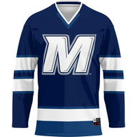 Monmouth Hawks Hockey Jersey, Navy Sportswear Jersey Shirt, Long Sleeve Hockey Sweater Jersey, Casual Gift for Men