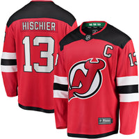 Nico Hischier New Jersey Devils Hockey Jersey, Red Breakaway Sportswear Jersey Shirt, Long Sleeve Hockey Sweater Jersey, Casual Gift for Men