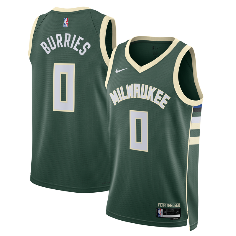 Brayden Burries Milwaukee Bucks Basketball Jersey, Green Swingman Sportswear Jersey Shirt, Sleeveless Athletic Tank Jersey, Casual Gift for Men