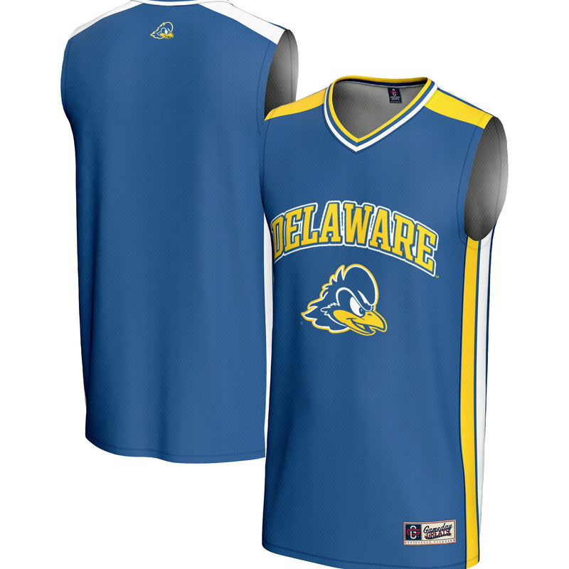 Delaware Fightin' Blue Hens Basketball Jersey, Royal Sportswear Jersey Shirt, Sleeveless Athletic Tank Jersey, Casual Gift for Men