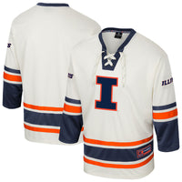 Illinois Fighting Illini Hockey Jersey, Cream Fashion Sportswear Jersey Shirt, Long Sleeve Hockey Sweater Jersey, Casual Gift for Men