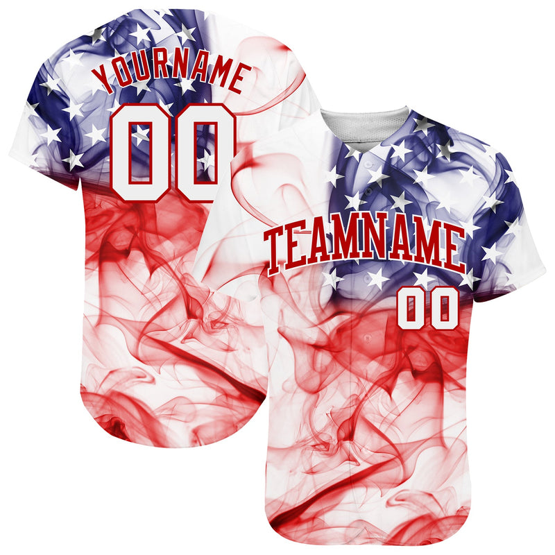 Custom Baseball Jersey, White Red Sportswear Jersey Shirt, Athletic Button Down Moisture Wicking Jersey, Casual Gift for Men